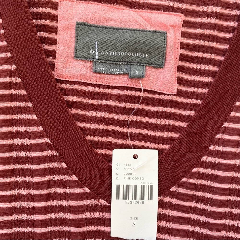 Anthropologie ribbed pink marois Hannah v neck top 70’s 80’s inspired small - Picture 7 of 14